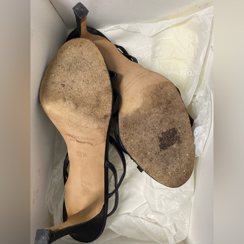 Manolo Blahnik Black Heels with Mink Balls - Picture 6 of 12